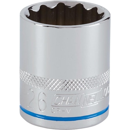 Channellock 1/2 In. Drive 26 mm 12-Point Shallow Metric Socket 351040